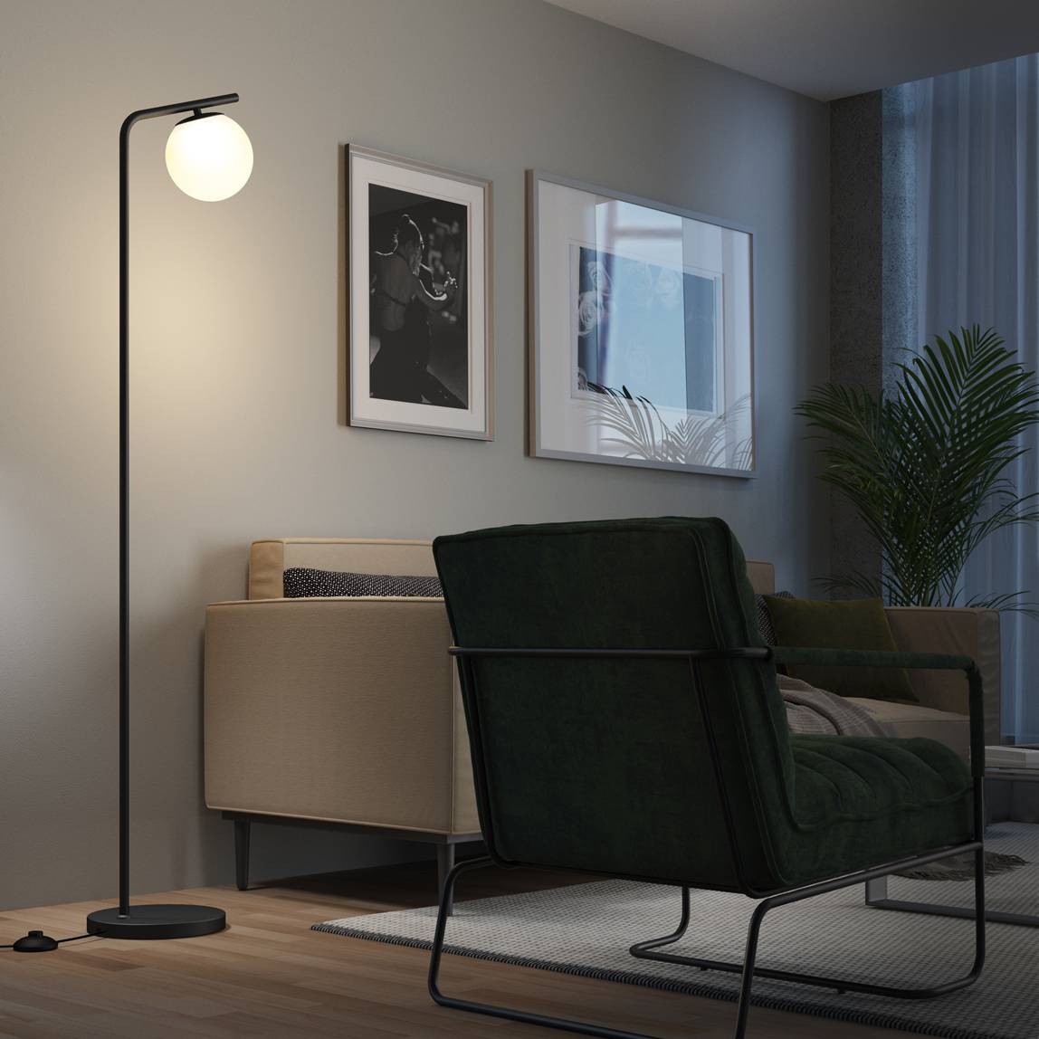 Clayton dimmable LED modern mid-century floor lamp black